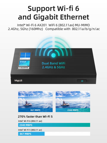 Mele Quieter3Q Wifi 6 Fanless Mini PC Computer Win11 Pro Desktop 4K HDMI